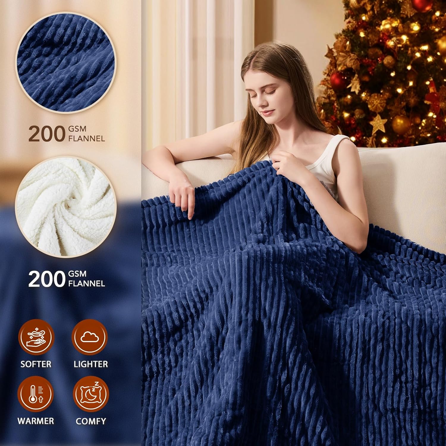 Homemate Striped Heated Blanket