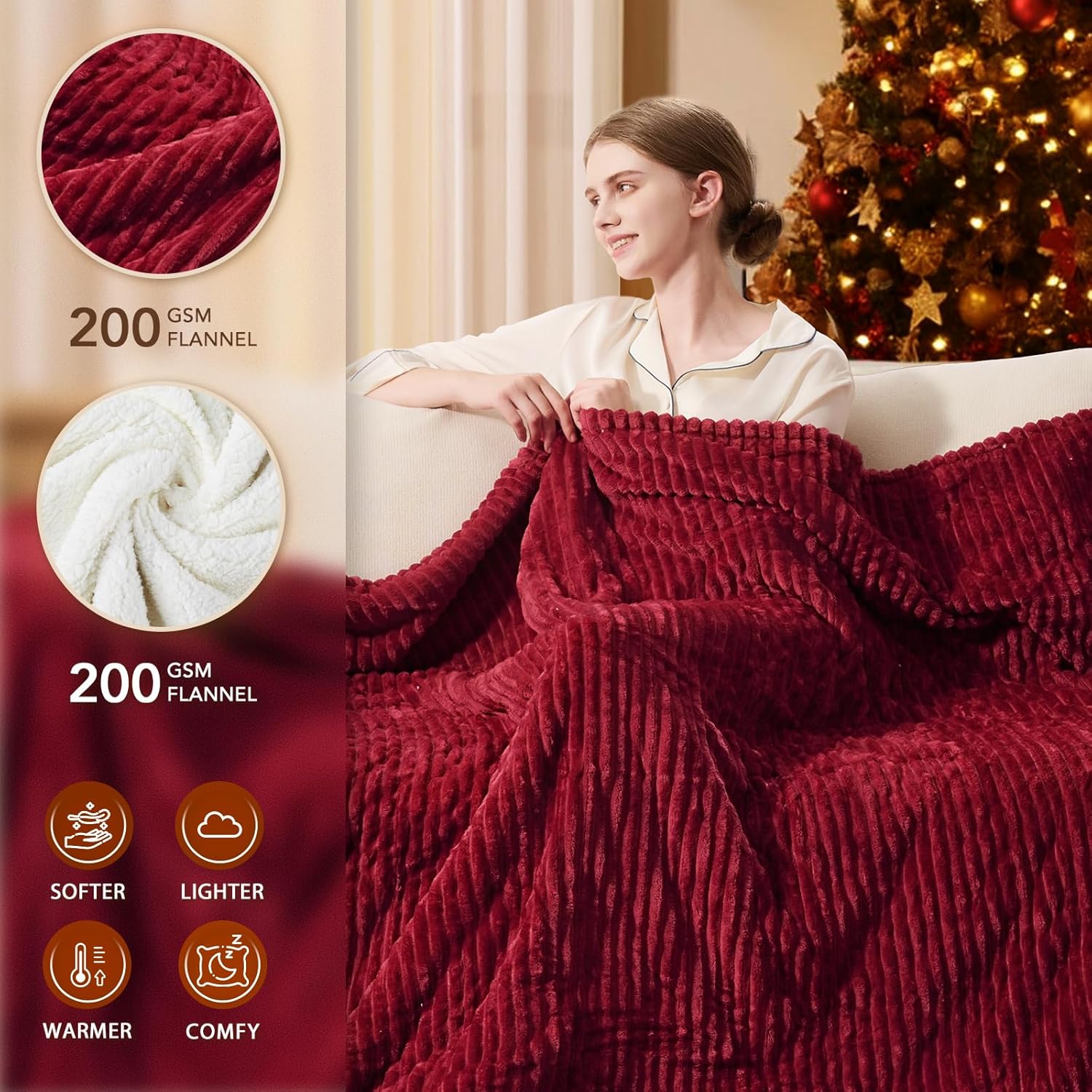 Homemate Striped Heated Blanket