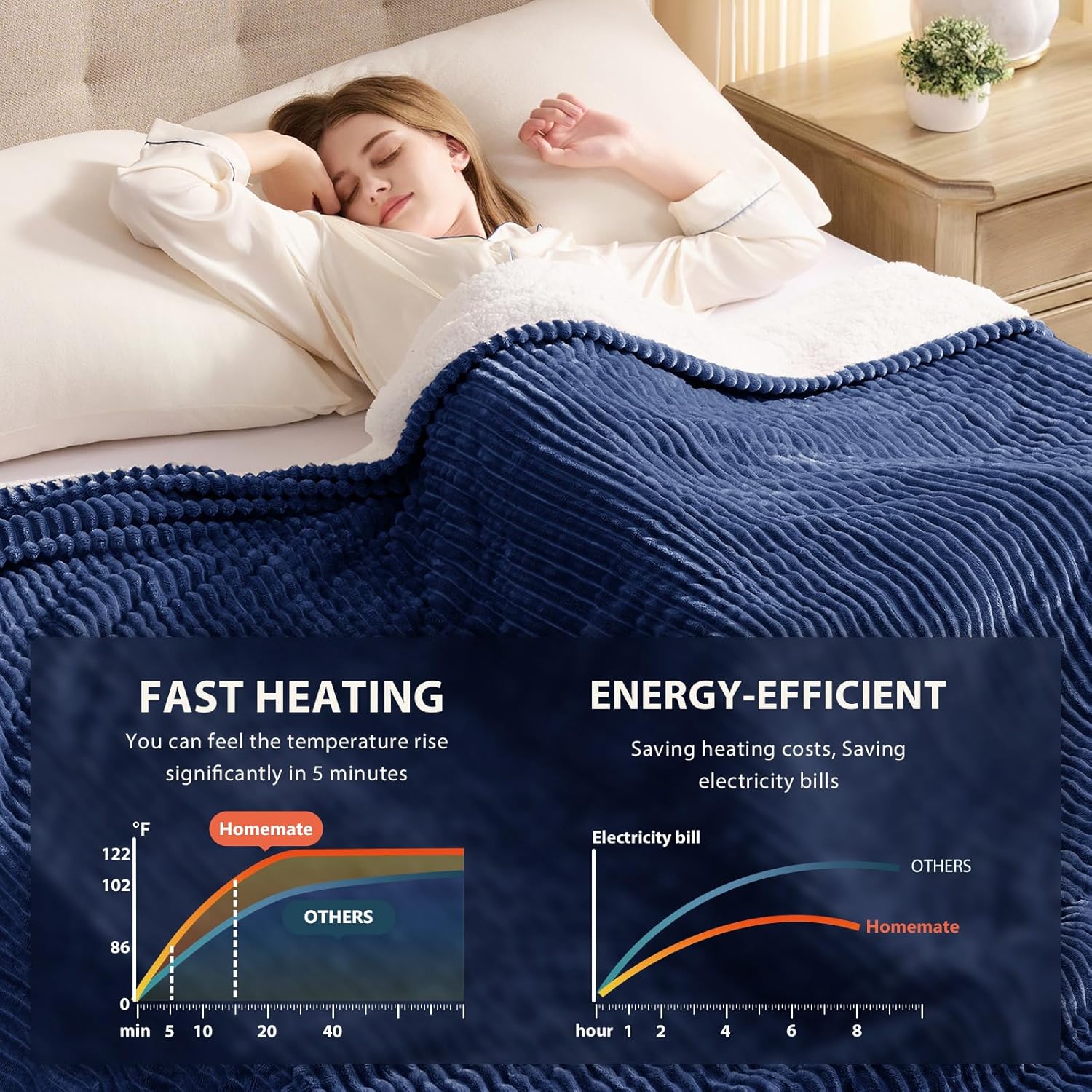 Homemate Striped Heated Blanket