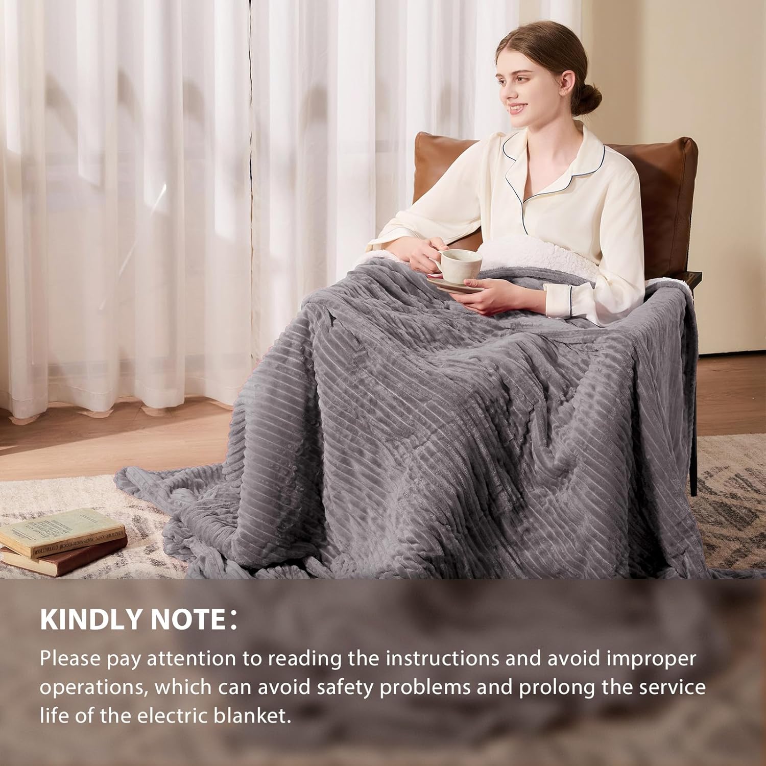 Homemate Striped Heated Blanket