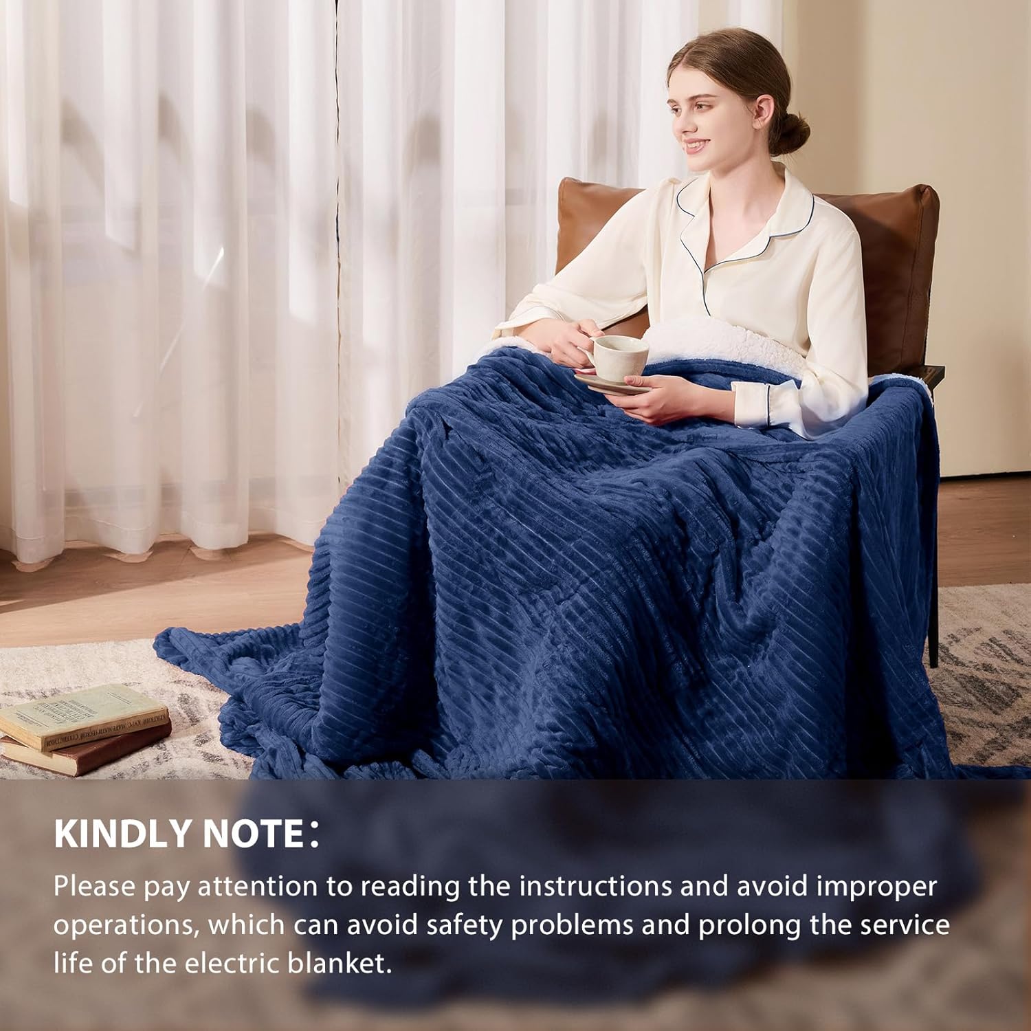 Homemate Striped Heated Blanket