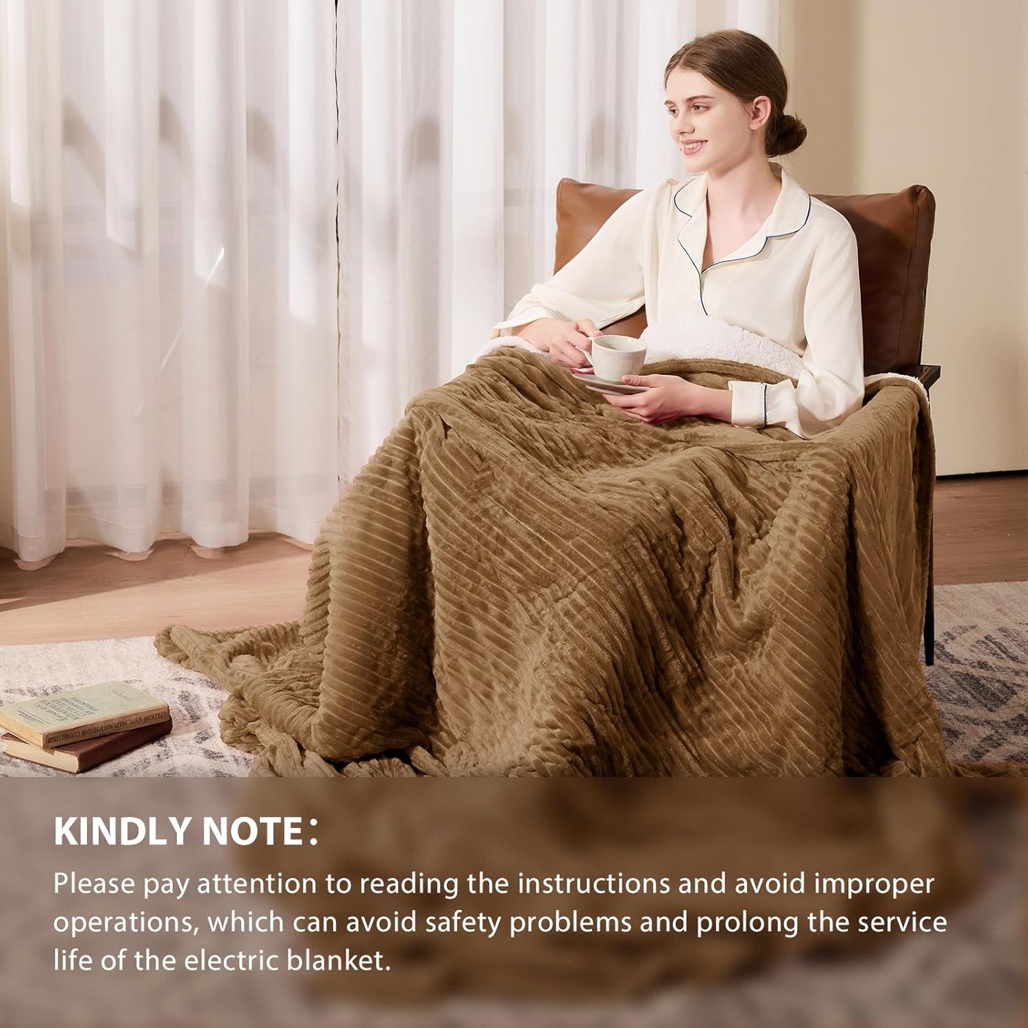 Homemate Striped Heated Blanket