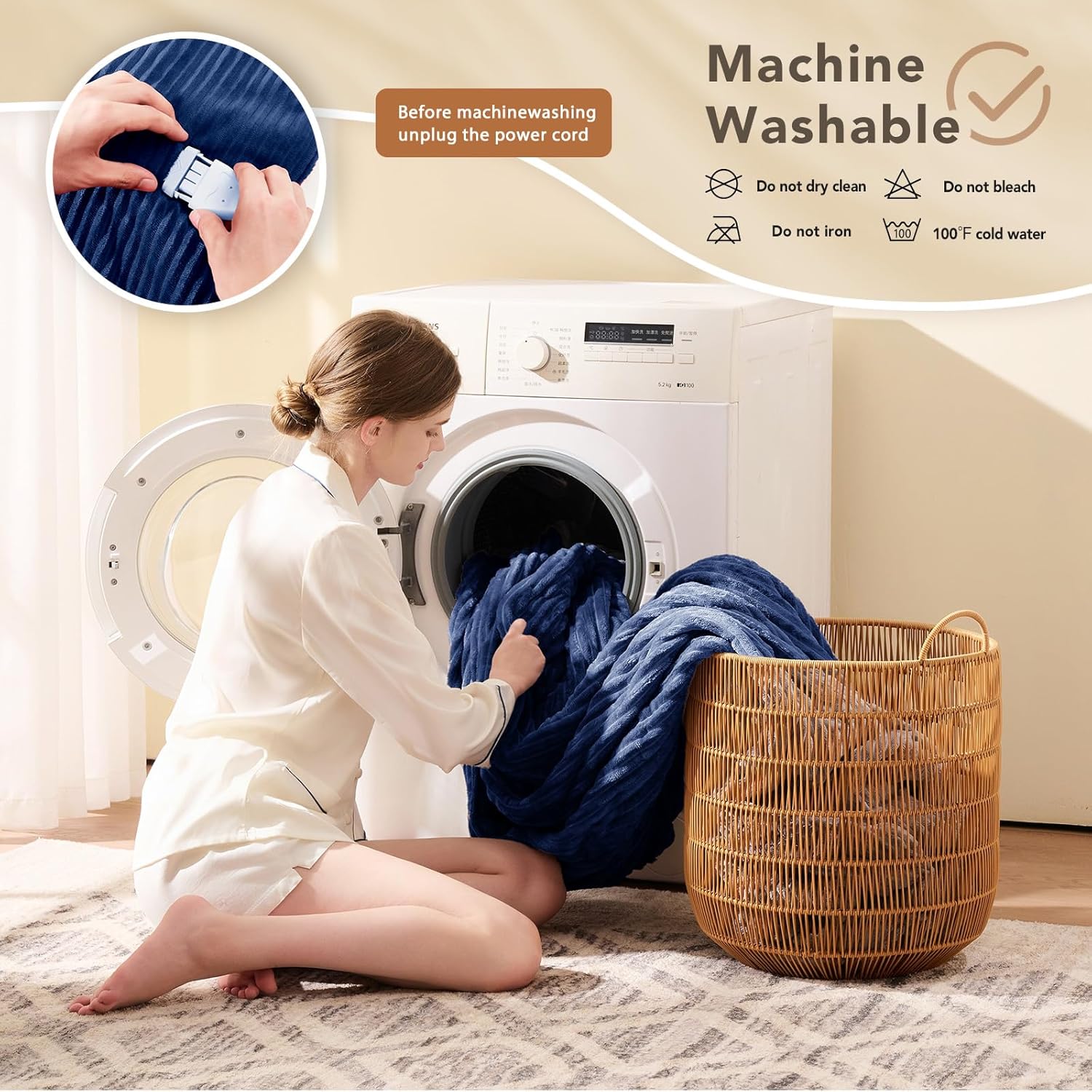 Homemate Striped Heated Blanket