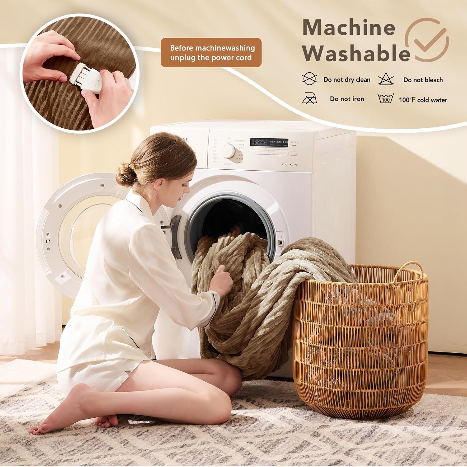 Homemate Striped Heated Blanket