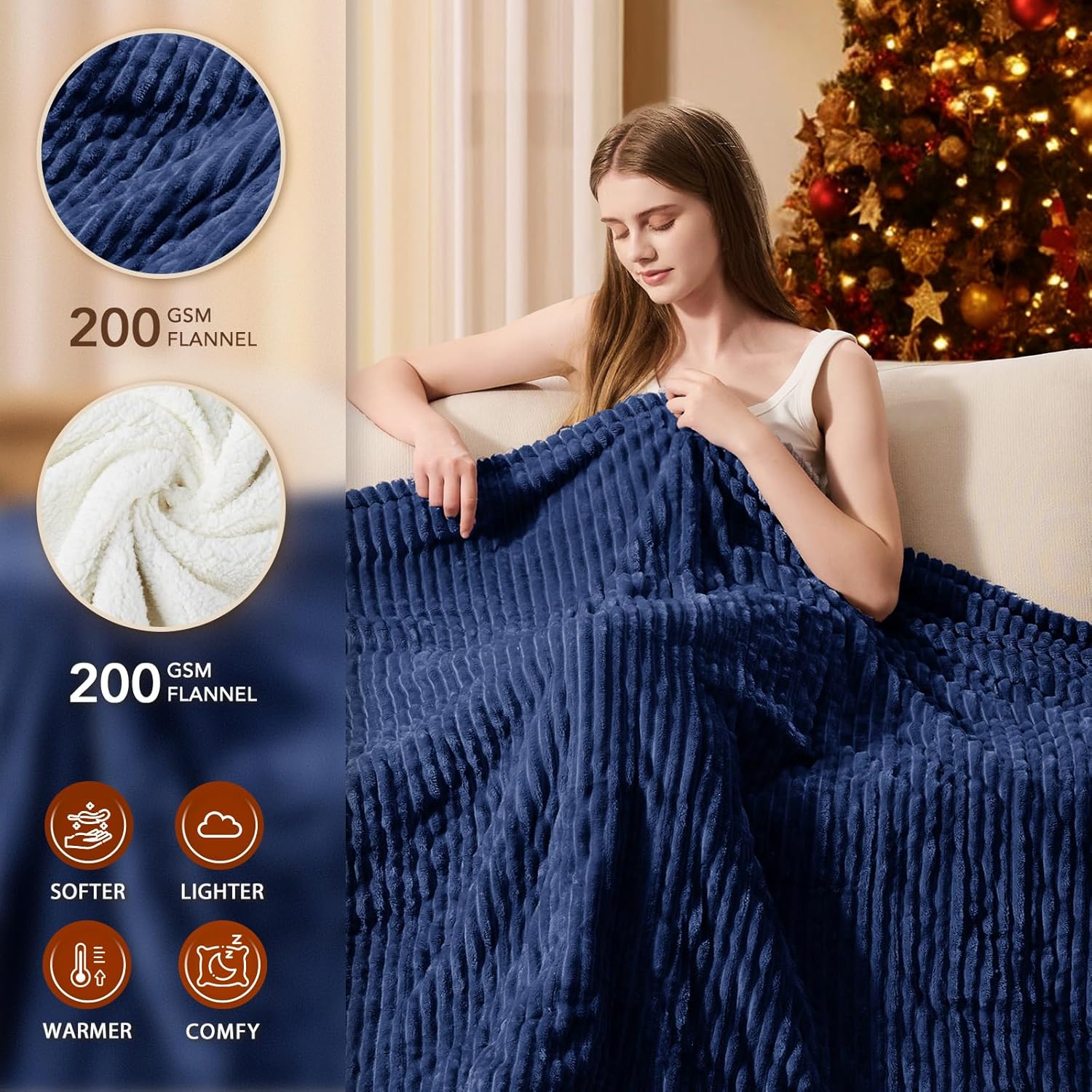 Homemate Striped Heated Blanket