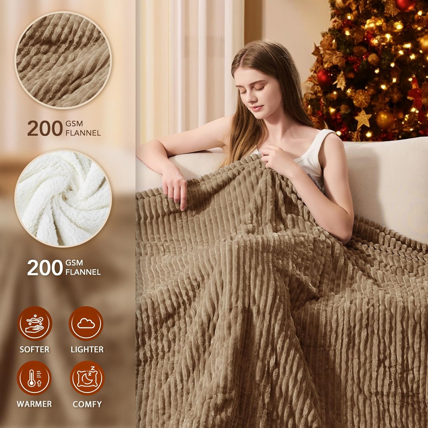 Homemate Striped Heated Blanket