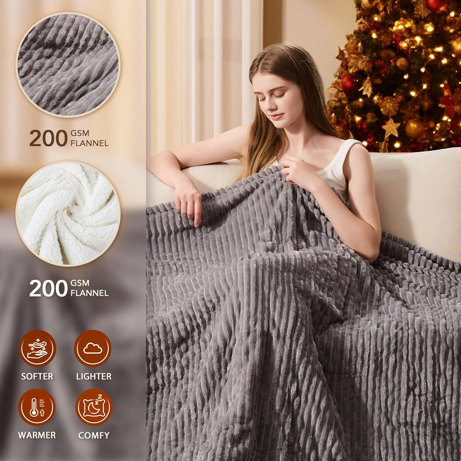 Homemate Striped Heated Blanket