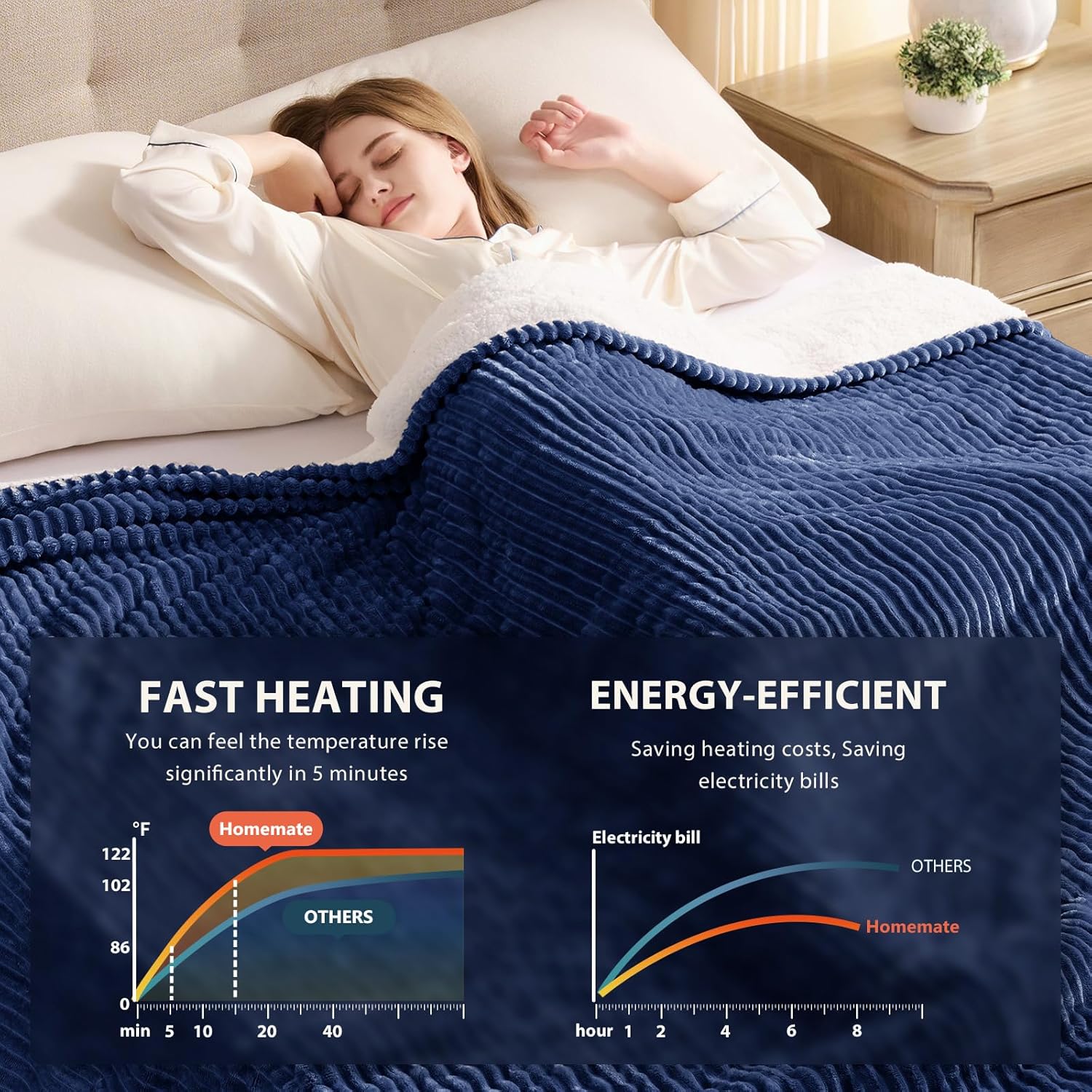 Homemate Striped Heated Blanket