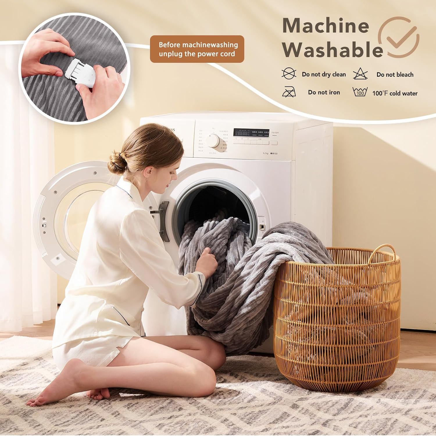 Homemate Striped Heated Blanket