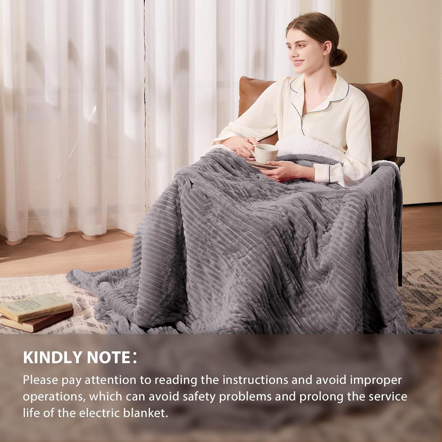 Homemate Striped Heated Blanket