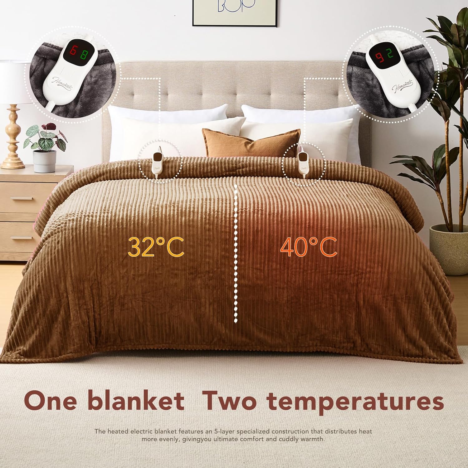Homemate Striped Heated Blanket