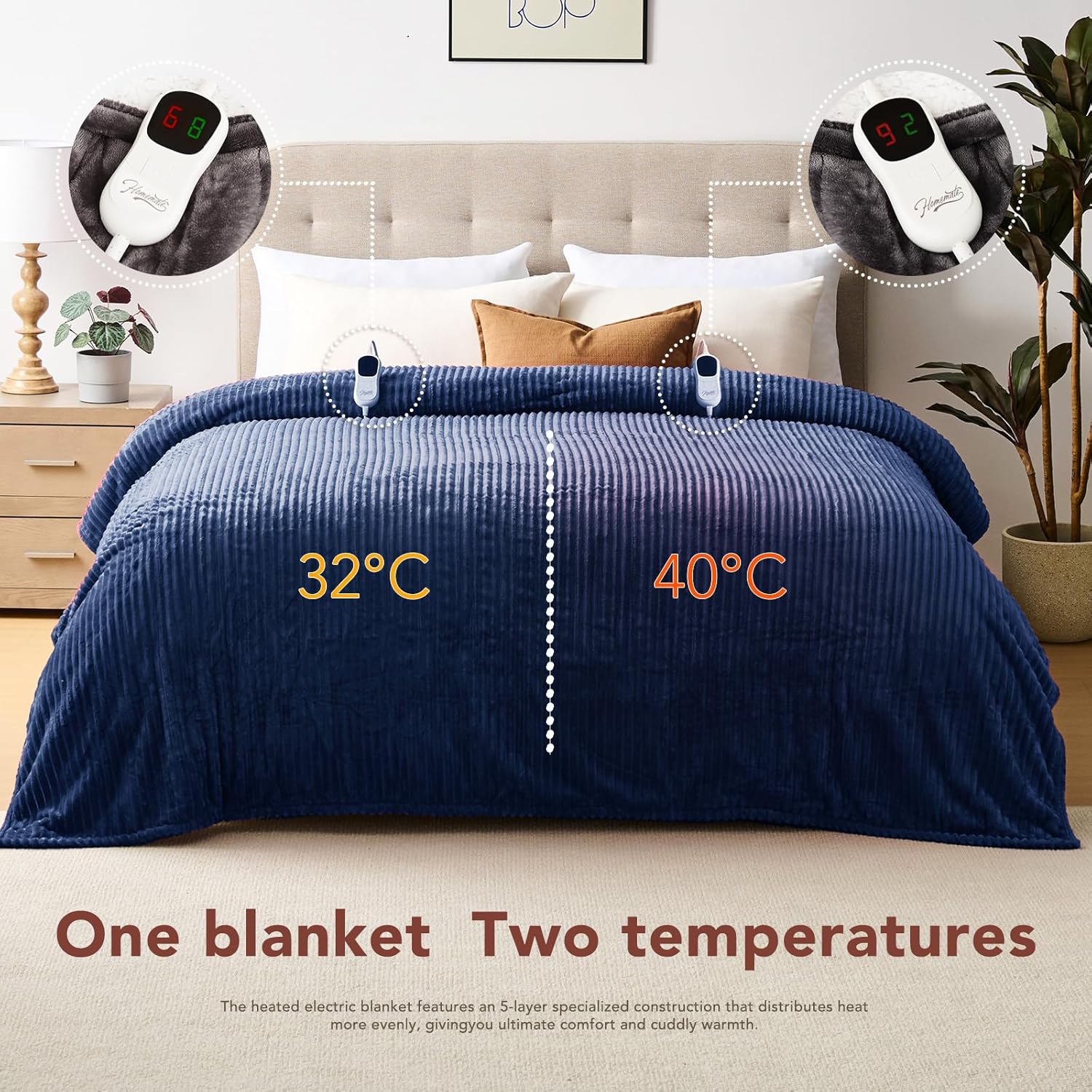 Homemate Striped Heated Blanket